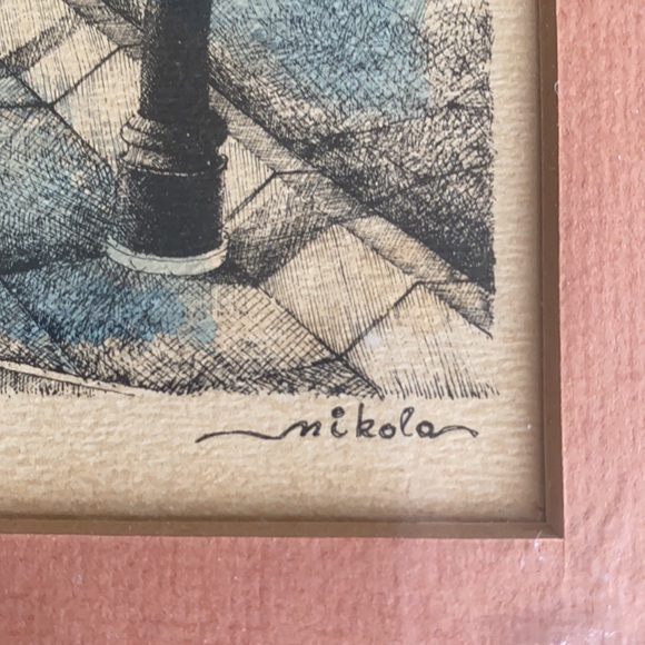 Vintage 1960s Serigraph Print, Quebec Rue Du Ramparts by Artist Nikola - Picture 5 of 5